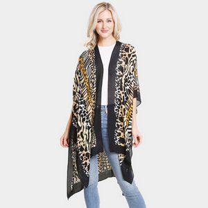 Animal Reptile Patterned Cover Up Kimono Poncho